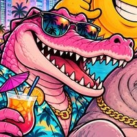 The crocodile with a cocktail
